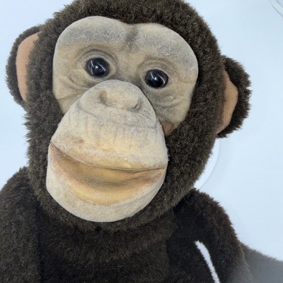Vintage Child's Playmate Monkey Plush 15.5" Hand Puppet Squeaker 1984 Chimp - Picture 3 of 17